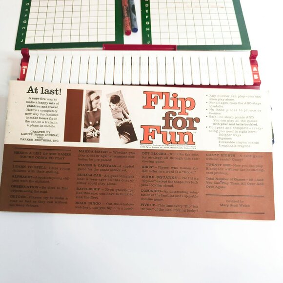 Vintage Parker Brothers Flip For Fun Game 1966 Complete In Box Original Crayons - Picture 3 of 7